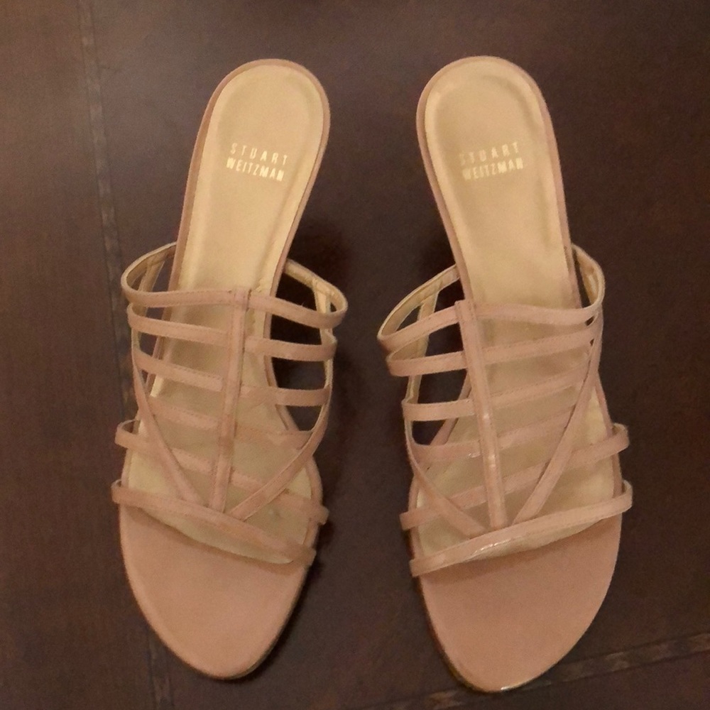 Stuart Weitzman strap he sandals with kitten heel